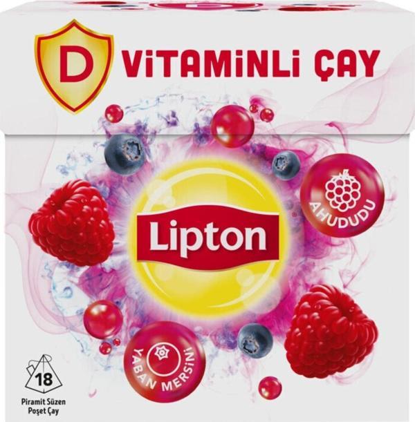 Lipton D Vitaminli Bardak Poşet Çay Ahududu Yaban Mersini 18'li - Image 1