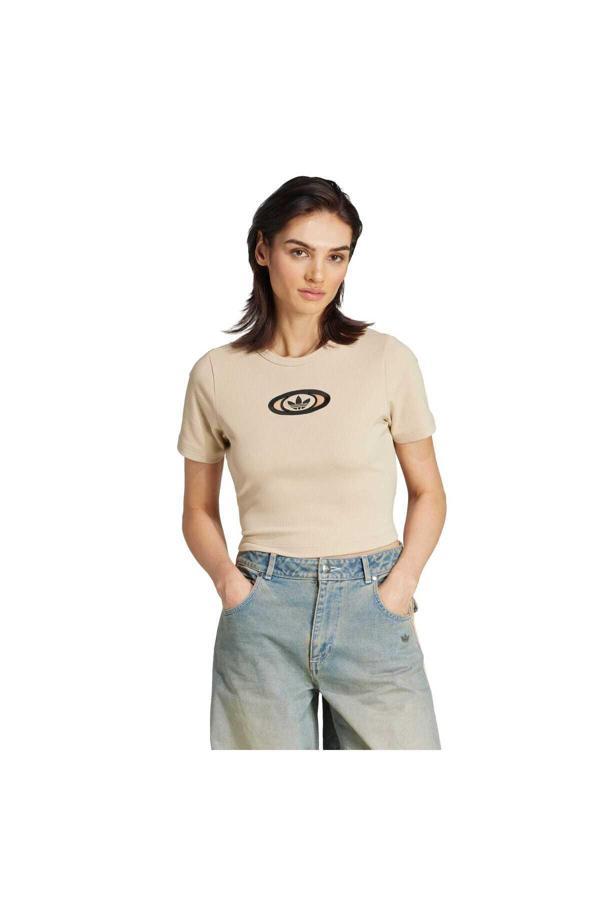 Adidas Cut Out Rıb Kadın Bej Tişört Kc8803 - Image 1