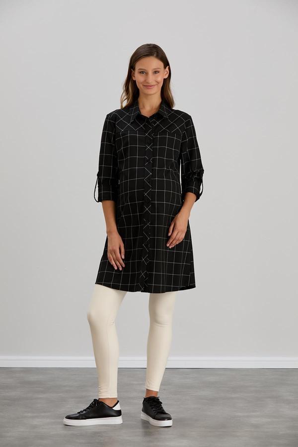 IŞŞIL 4547-Ekose Verev Kesim Hamile Giyim Gömlek-Tunik - Image 1