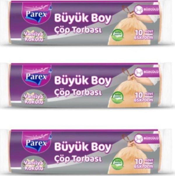Parex 3lü Büzgülü Vanilya Kokulu Çöp Torbası Büyük - Image 1