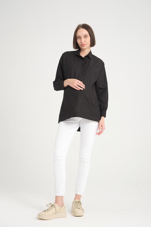 IŞŞIL B113-Yarım Patlı Emzirme Detay Pamuk Hamile Gömlek-Tunik - Image 1