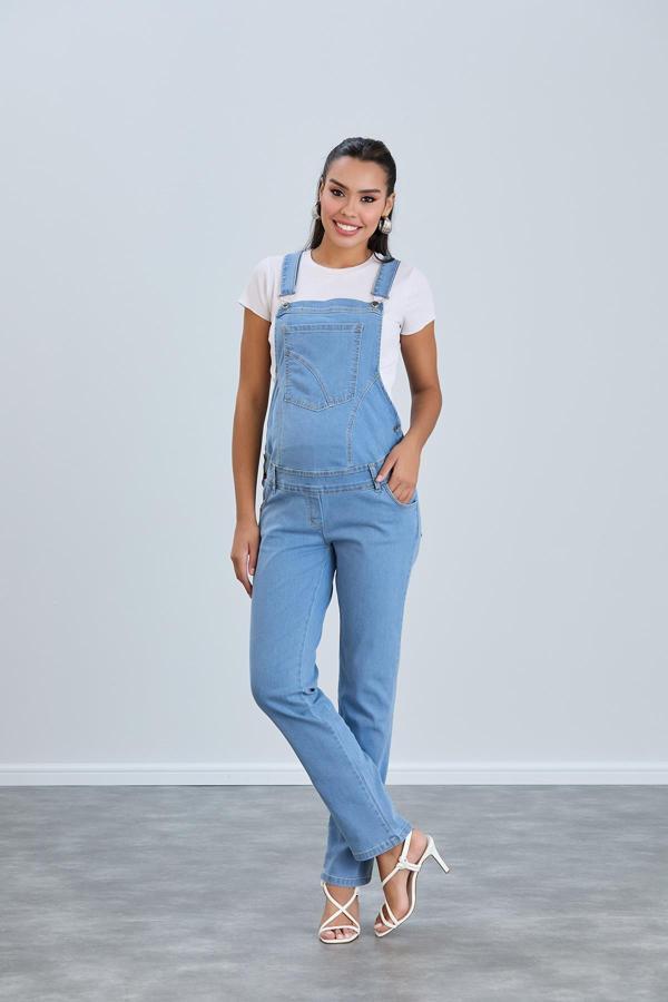 IŞŞIL 5687-Boru Paça Rahat Kesim Lycra Hamile Kot Bahçıvan-Tul - Image 1