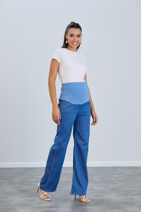 IŞŞIL 8798-Hamile Lycra Bol Paça Kot Pantolon - Image 1