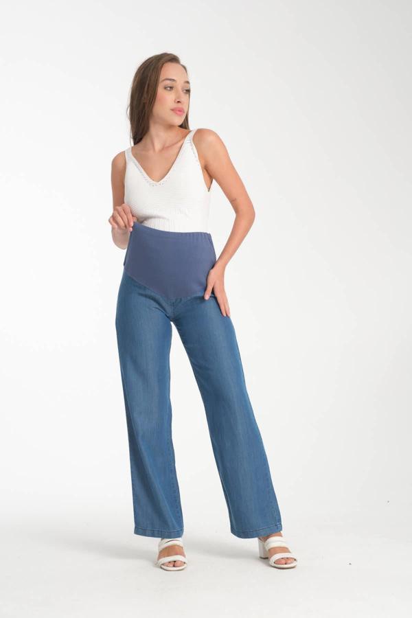 IŞŞIL 4563-Lyocell Esnek Karın Bandlı Hamile Bol Paça Pantolon - Image 1