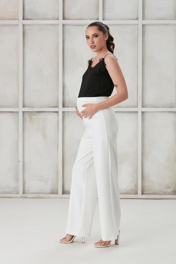 IŞŞIL 4510-Bol Paça Hamile Karın Bandlı İki İplik Penye Pantolon - Image 1