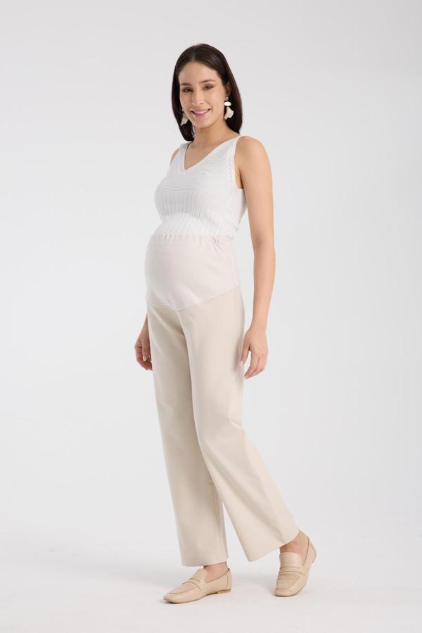 IŞŞIL 4564-Esnek Karın Banlı Hamile Giyim Bol Paça Kumaş Pantolon - Image 1