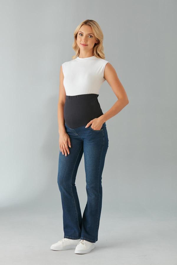 IŞŞIL 615-Hamile Karın Bandlı Lycra İspanyol Paça Kot Pantolon - Image 1