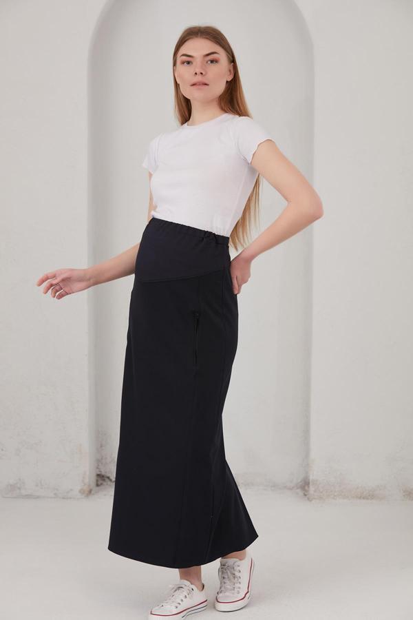 IŞŞIL 2569-Hamile Giyim Fermuar Cepli Kumaş Etek - Image 1