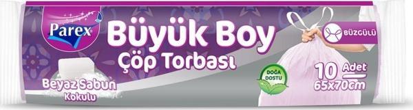 Parex Büzgülü Çöp Torbası Beyaz Sabun Kokulu Büyük 10'Lu - Image 1