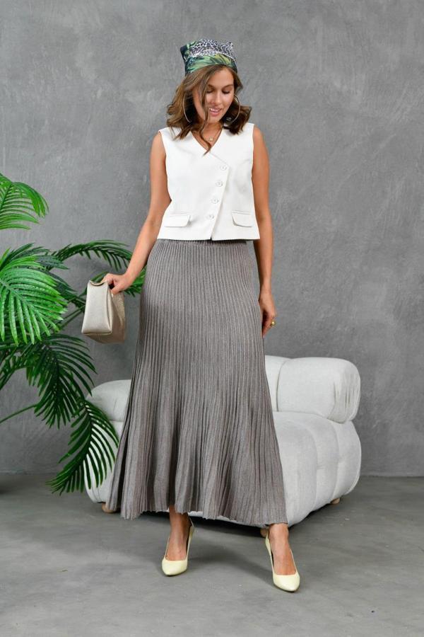 IŞŞIL 10807-Kloş Kesim Esnek Triko Etek - Image 1