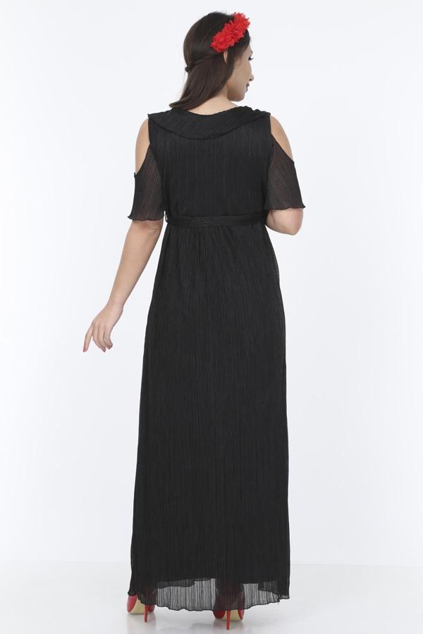 IŞŞIL 2705-Simli Plise Baby Shower Özel Maxi Hamile Elbise - Image 1