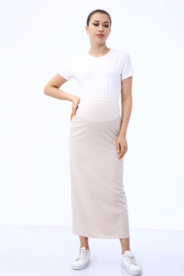 IŞŞIL 6222-Kapalı Pile Hamile Kumaş Kalem Etek - Image 1