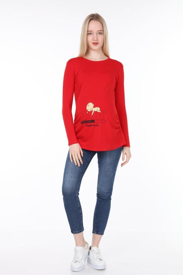 IŞŞIL 4472-Bebek Yükleniyor Viskon Hamile Uzun Kol T-Shirt - Image 1