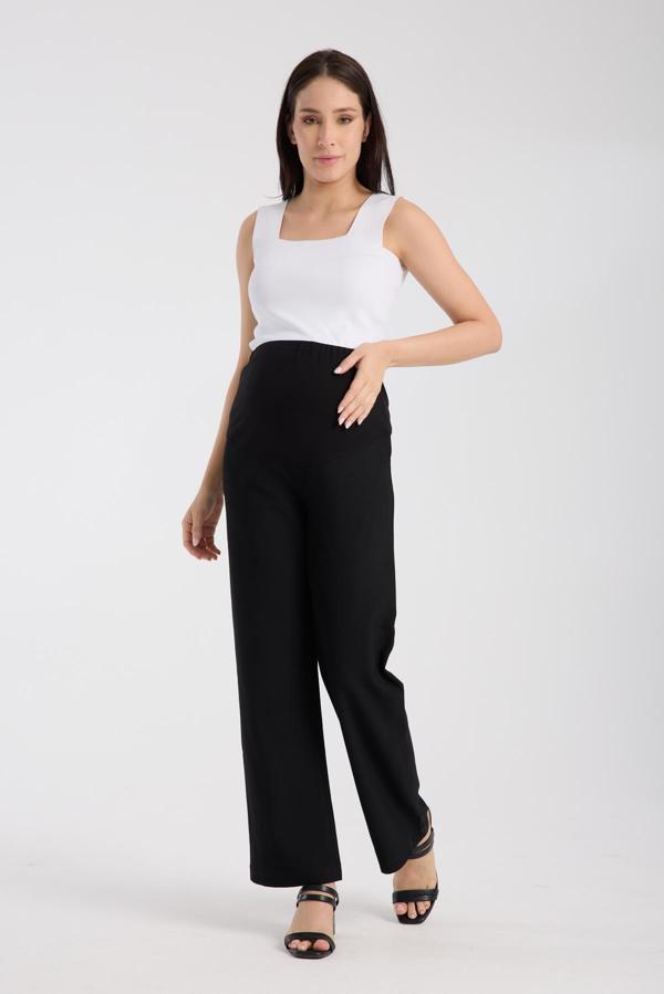 IŞŞIL 4564-Esnek Karın Banlı Hamile Giyim Bol Paça Kumaş Pantolon - Image 1