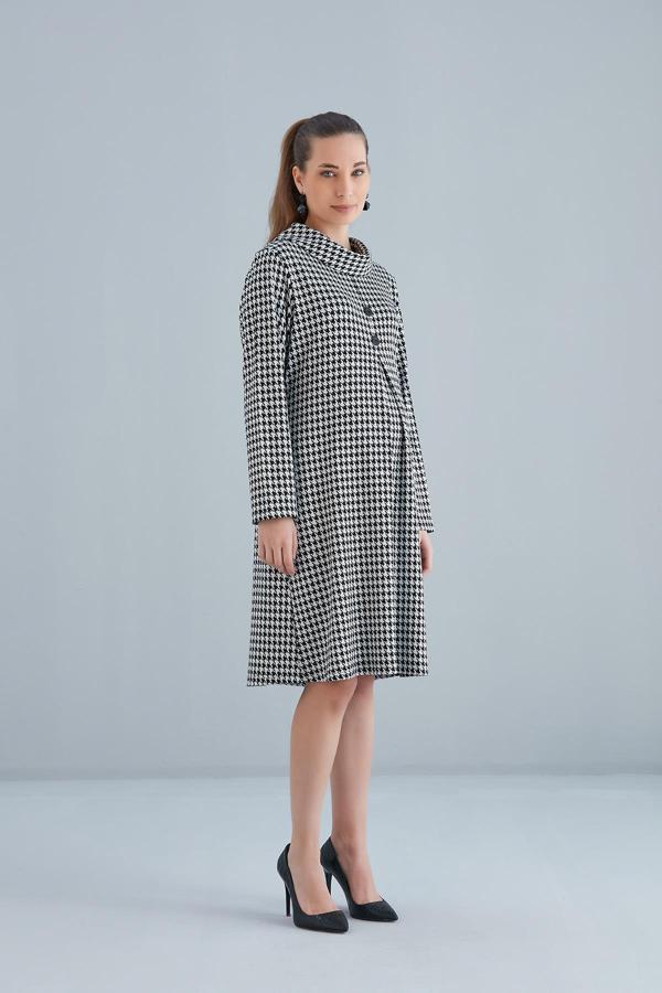 IŞŞIL 4536-Degaje Düğmeli Yaka Kazayağı Hamile Tunik-Elbise - Image 1