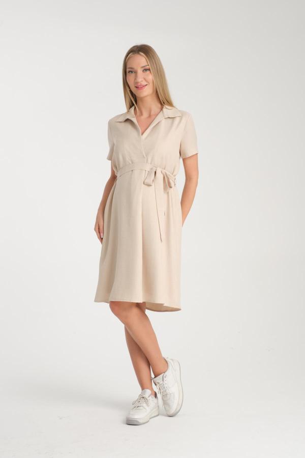 IŞŞIL E173-Kruvaze Yaka Emzirme Detaylı Hamile Giyim Elbise - Image 1