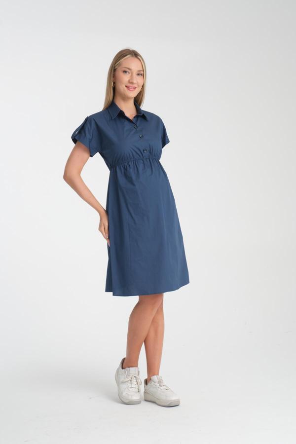 IŞŞIL E165-Omuz Apoletli Emzirme Detay Hamile Giyim Pamuk Elbise - Image 1