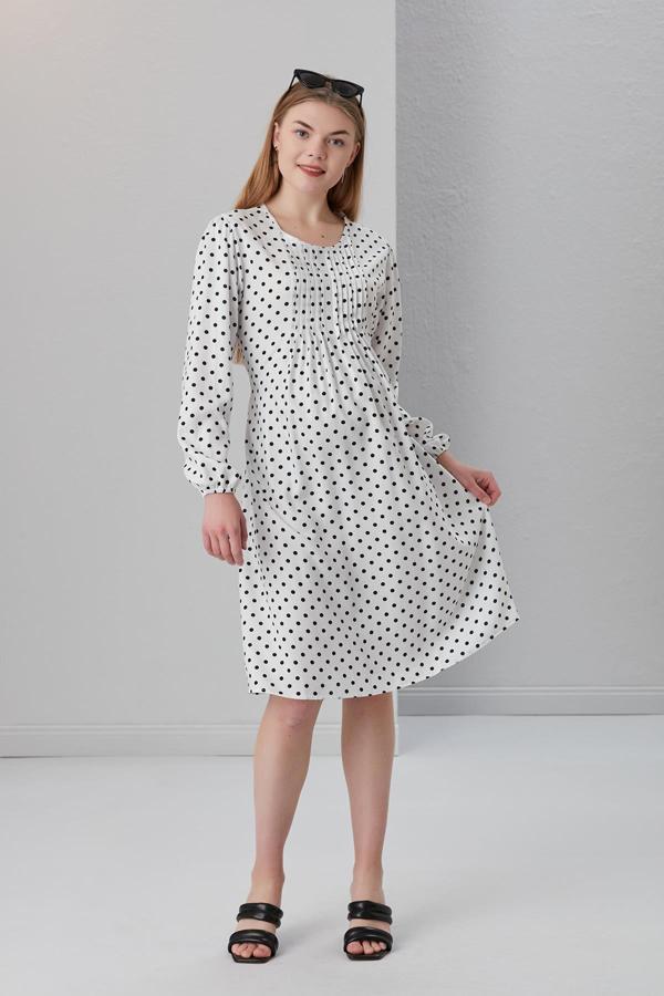 IŞŞIL 4502-Nervürlü Yaka Puanlı Viskon Hamile Tunik-Elbise - Image 1