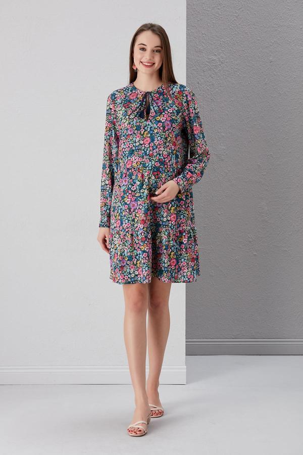 IŞŞIL EUK0052-Payet Desen Bağlamalı Yaka Hamile Tunik-Elbise - Image 1