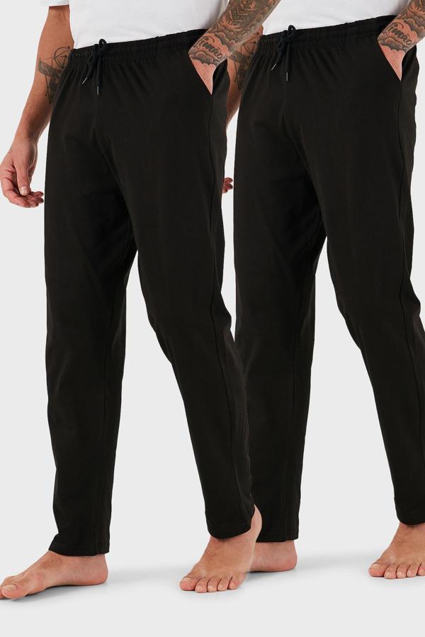 Buratti Pamuklu Regular Fit Normal Bel Düz Paça Cepli 2'li Paket Erkek Pijama Altı 6574003S2 SİYAH-SİYAH - Image 1