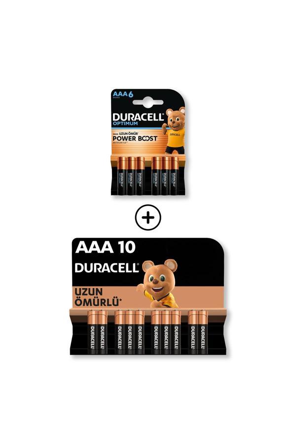 Duracell Optimum AAA Alkalin Kalem Pil 6’lı Paket + AAA Alkalin Kalem Pil 10'lu Paket - Image 1