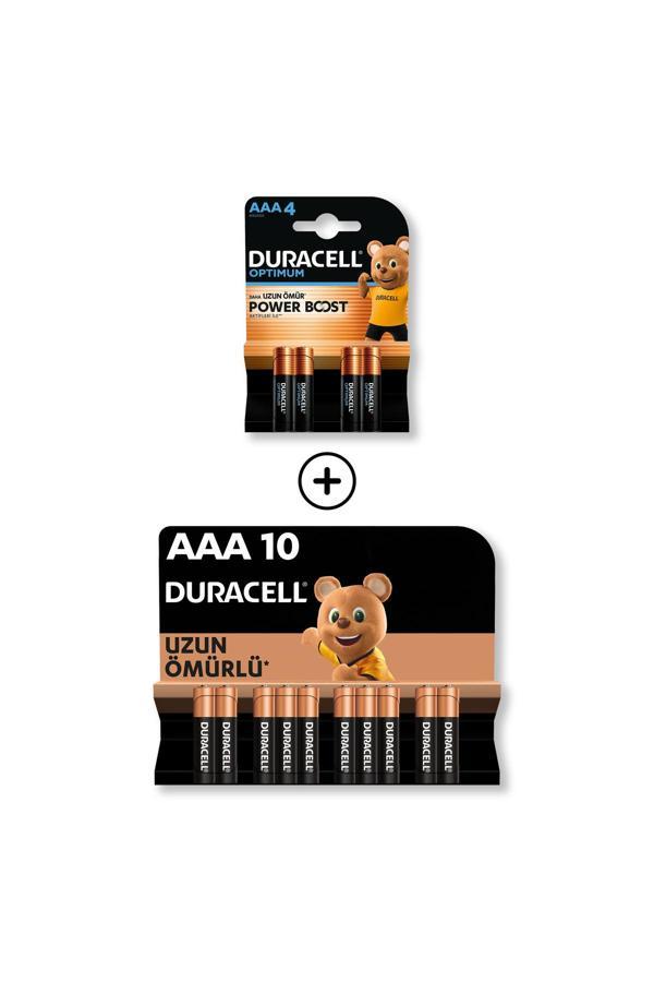 Duracell Optimum AAA Alkalin Kalem Pil 4’lü Paket + AAA Alkalin Kalem Pil 10'lu Paket - Image 1