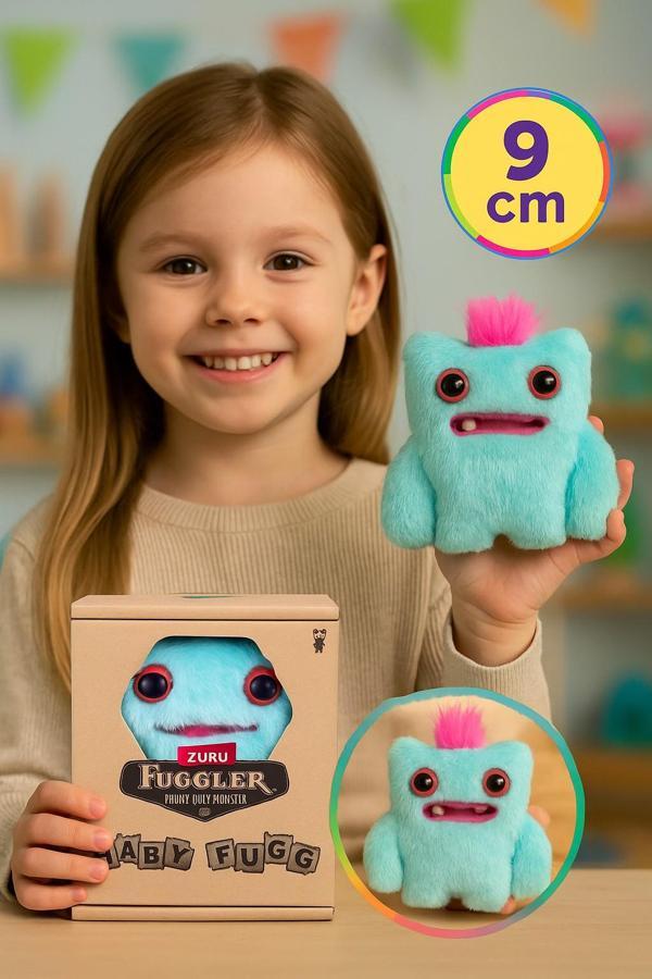 Mini Koleksiyonluk ZURU Fuggler Baby Fuggs Komik Çirkin Peluş Oyuncak Wide Eyed Weirdo Mavi 9cm - Image 1