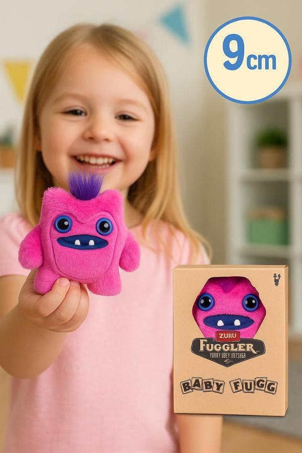 Mini Koleksiyonluk ZURU Fuggler Baby Fuggs Komik Çirkin Peluş Oyuncak Greedy Grinner Pembe 9cm - Image 1