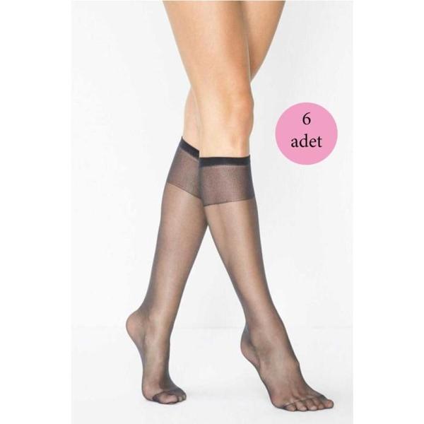 6 Adet Süper Ince 15 den Mat Pantolon Çorabı Siyah - Image 1