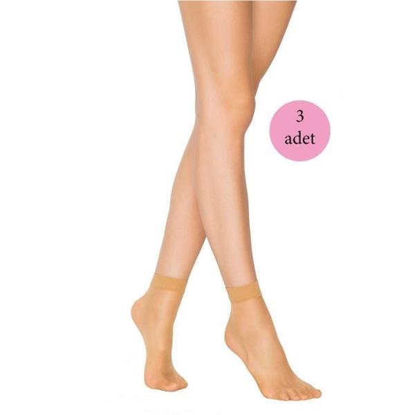 3 Adet Fit 15 Soket Ince Parlak Kısa Çorap Ten - Image 1