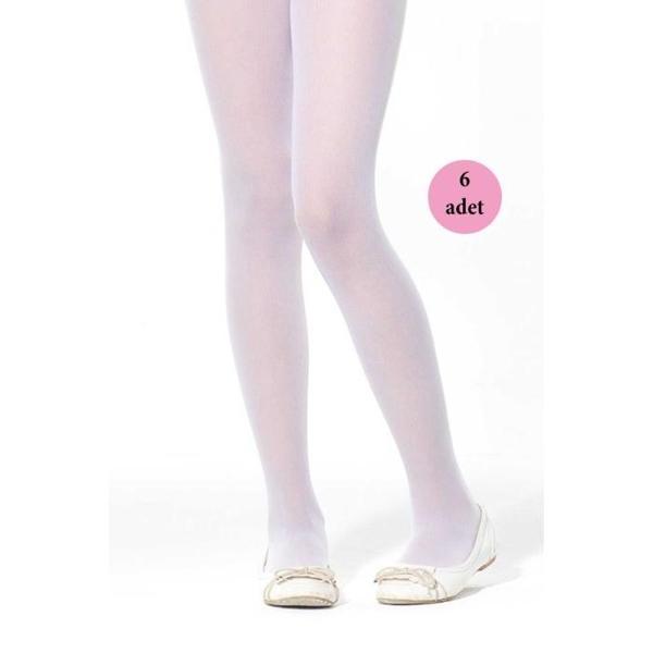 6 Adet Opak Külotlu Çocuk Çorabı 40 denye Beyaz - Image 1