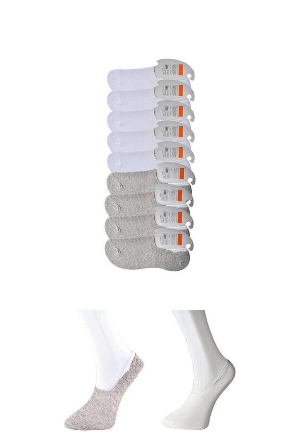 Gri ve Beyaz Erkek Babet Çorap 9 çift - Image 1