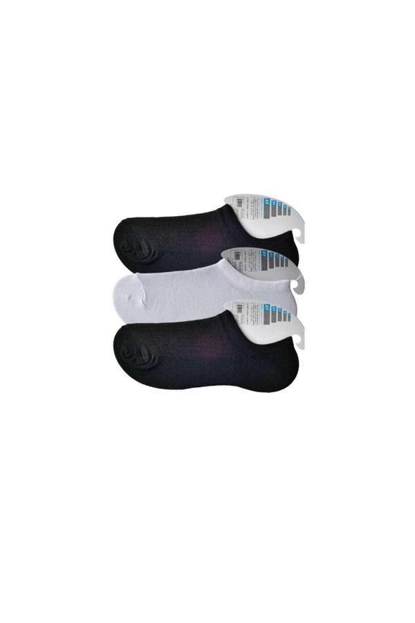 Siyah ve Beyaz Erkek Görünmez Çorap 3 çift - Image 1