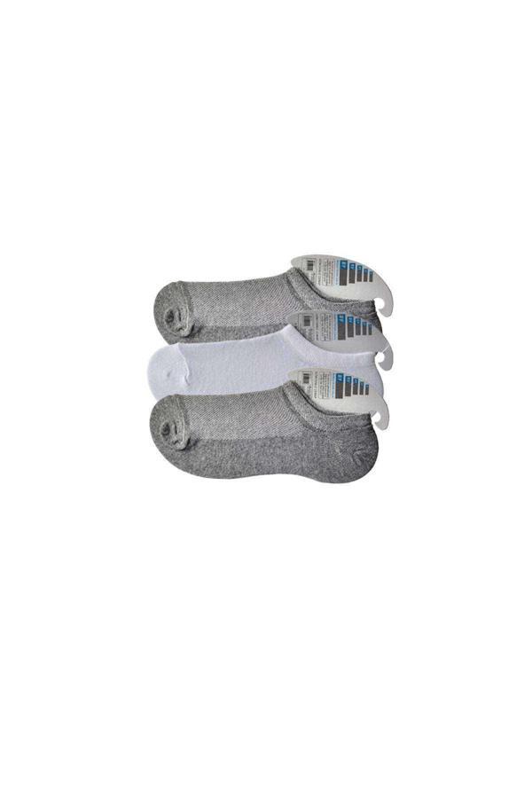 Gri ve Beyaz Erkek Görünmez Çorap 3 çift - Image 1