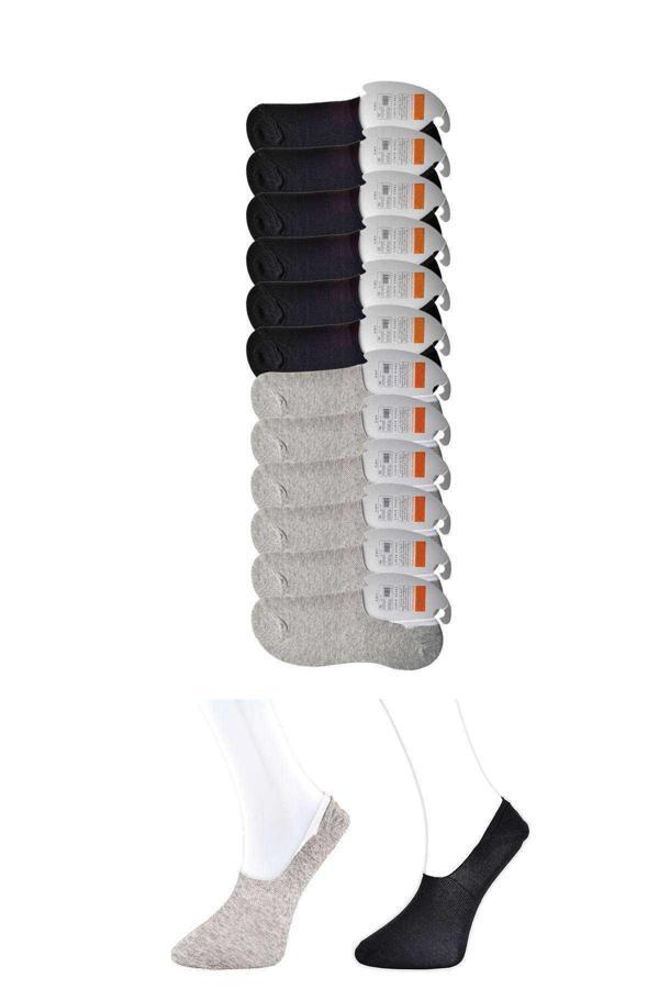 Siyah ve Gri Erkek Babet Çorap 12 çift - Image 1