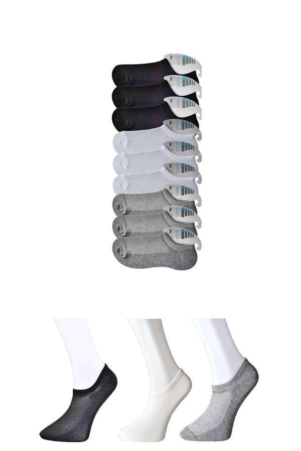 Siyah Gri ve Beyaz Erkek Görünmez Çorap 9 çift - Image 1