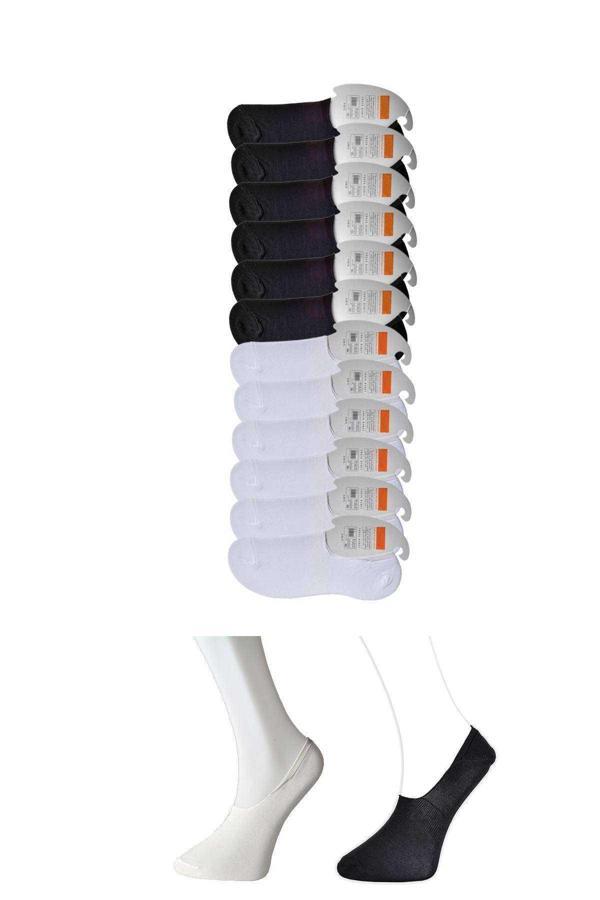Siyah ve Beyaz Erkek Babet Çorap 12 çift - Image 1