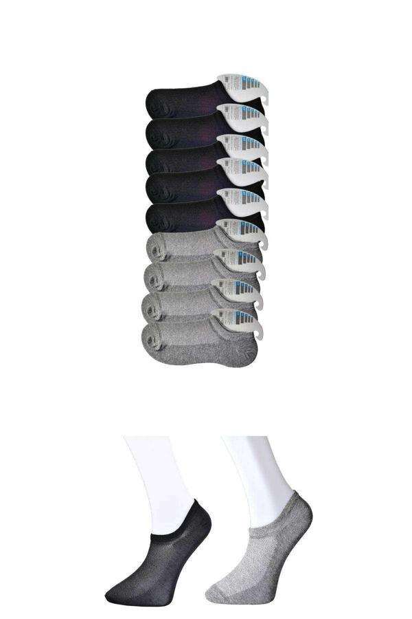 Siyah ve Gri Erkek Görünmez Çorap 9 çift - Image 1