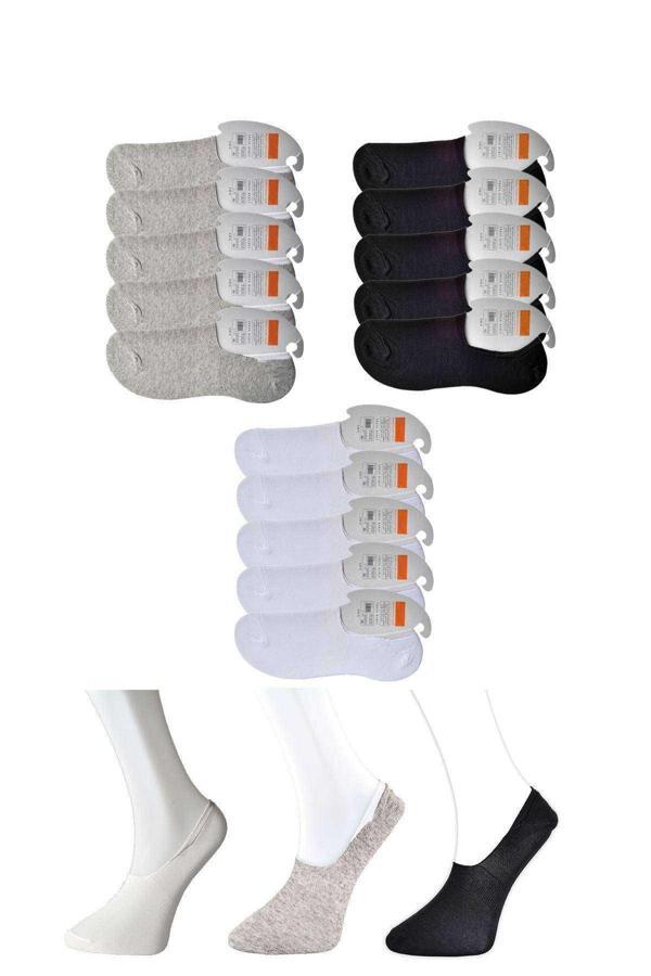 Siyah Gri ve Beyaz Erkek Babet Çorap 15 çift - Image 1