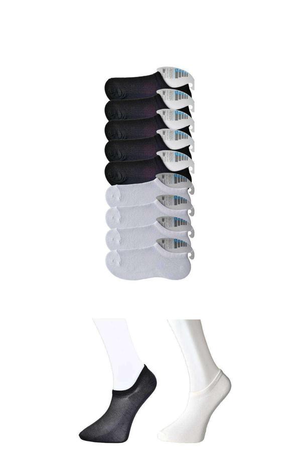 Siyah ve Beyaz Erkek Görünmez Çorap 9 çift - Image 1