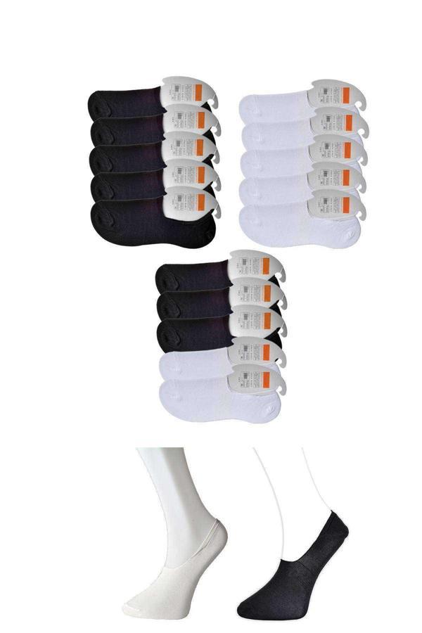 Siyah ve Beyaz Erkek Babet Çorap 15 çift - Image 1