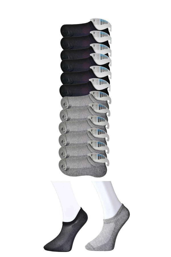 Siyah ve Gri Erkek Görünmez Çorap 12 çift - Image 1