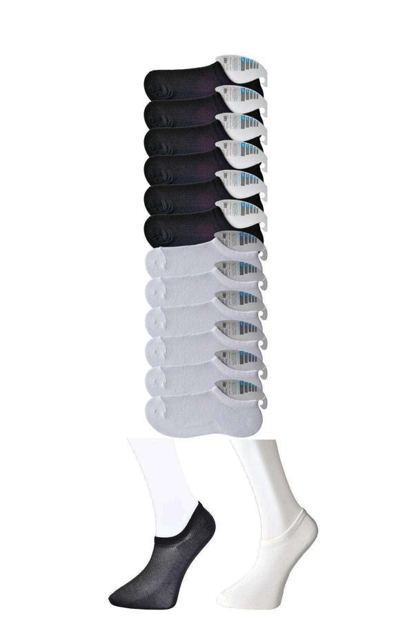 Siyah ve Beyaz Erkek Görünmez Çorap 12 çift - Image 1