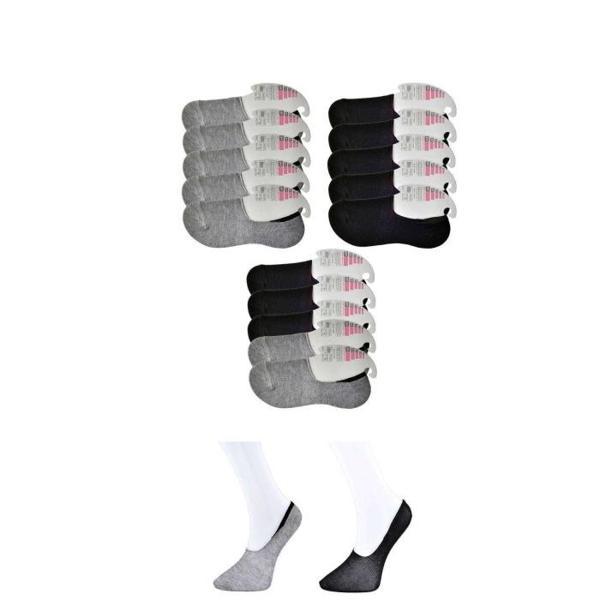 Siyah ve Gri Kadın Babet Çorap 15 çift - Image 1