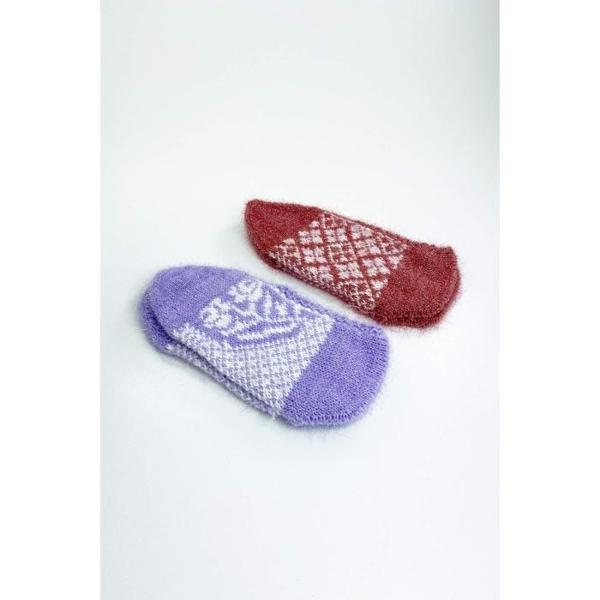 2 Çift El Örgüsü Kışlık Şık Kadın Yün Patik Set 3 - Image 1