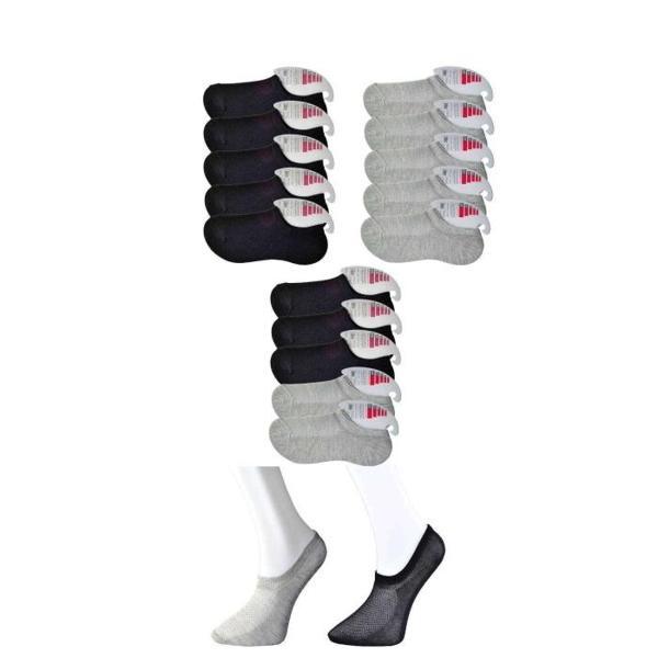 Siyah ve Gri Kadın Görünmez Çorap 15 çift - Image 1