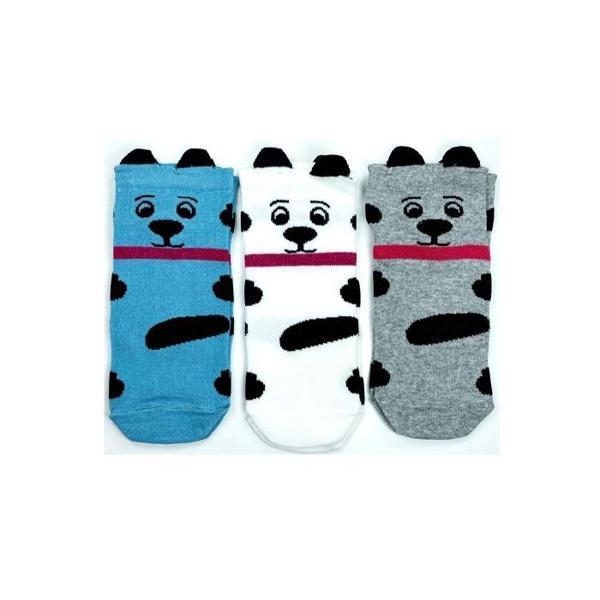 3 Çift Köpek Temalı 3 Boyutlu Kulaklı Pamuklu Yumuşak Kadın Bilek Çorap - Image 1