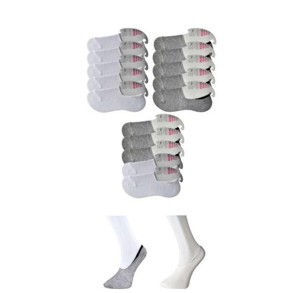 Gri ve Beyaz Kadın Babet Çorap 15 çift - Image 1
