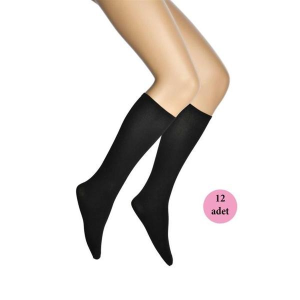 12 Adet Mikro 70 Dizaltı Kadın Çorap Siyah 500 - Image 1