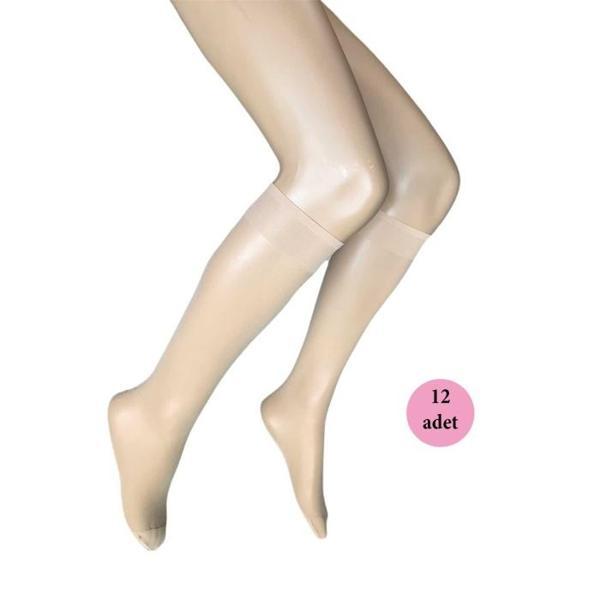 12 Adet Parlak Dizaltı Kadın Çorap 15 Denye Sahra 51 - Image 1
